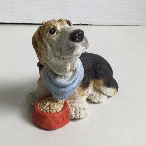 Stone Critters VTG Majestic Basset Hound Red Food Bowl Dog Figurine SC-362 1990 - Picture 6 of 11